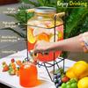 4 Litre Glass Water Dispenser with Stand - Air Tight Lid Glass Pitcher for Detox Water - Counter Table Top Juice Infused Water Beer Dispenser