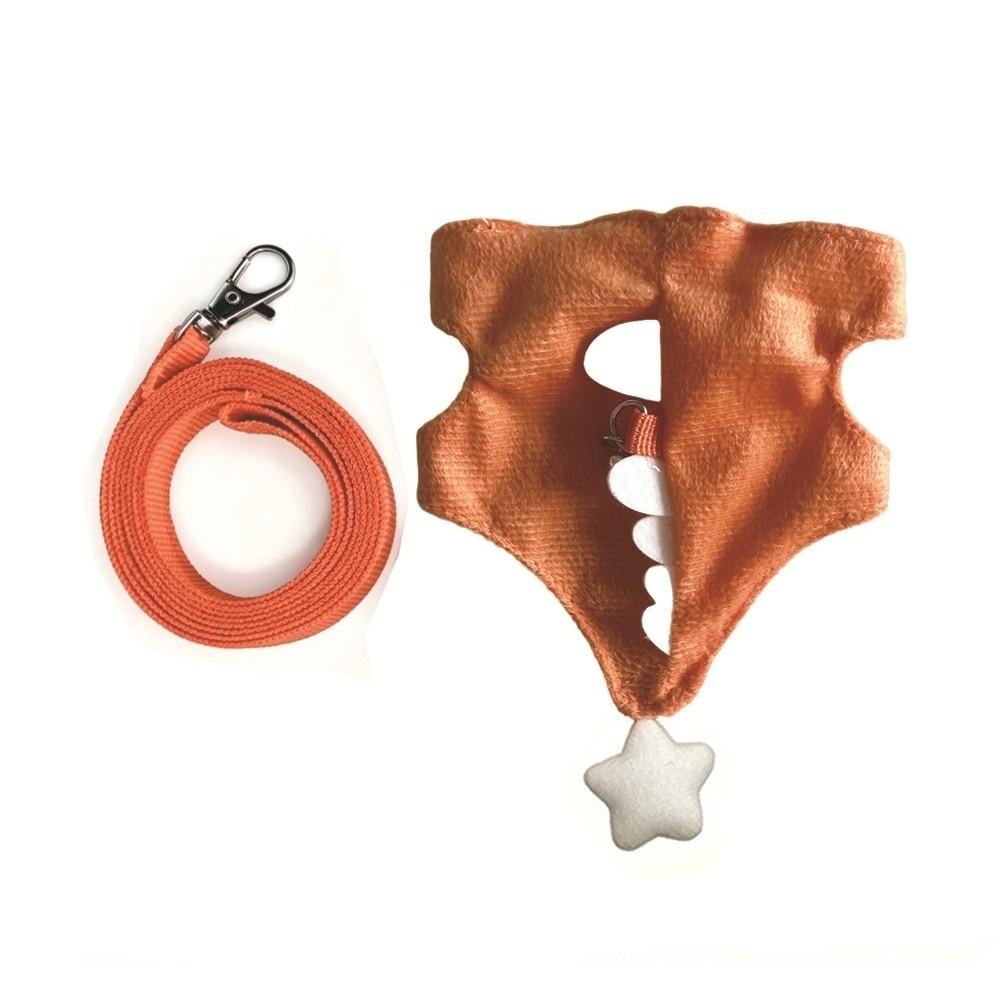 Cartoon Ferret Vest Harness Adjustable Dragon Design Small Pet Harness Leash with Bell Flannel Ferret Traction Rope Training