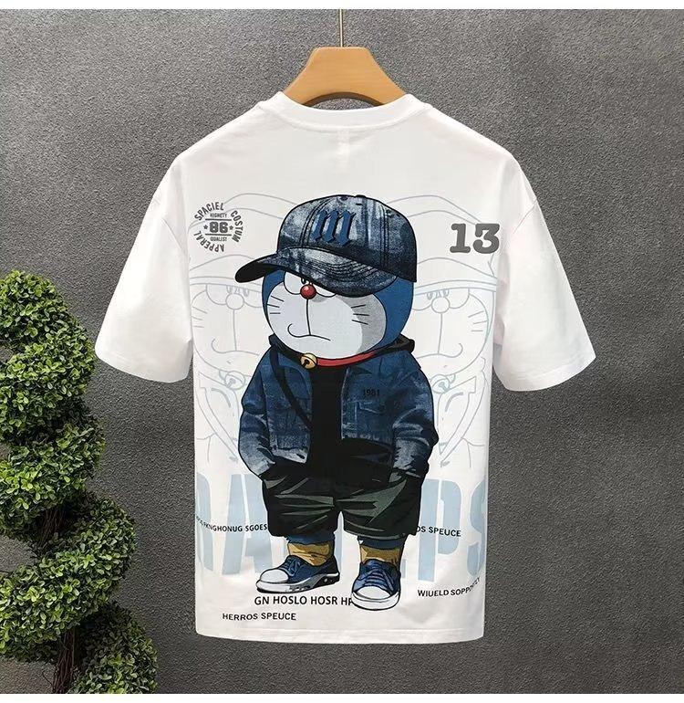 High-End Printed Men'S Short-Sleeved T-Shirt Half-Sleeved Summer Men'S Clothing Handsome Trendy Cartoon T-Shirt Top Summer