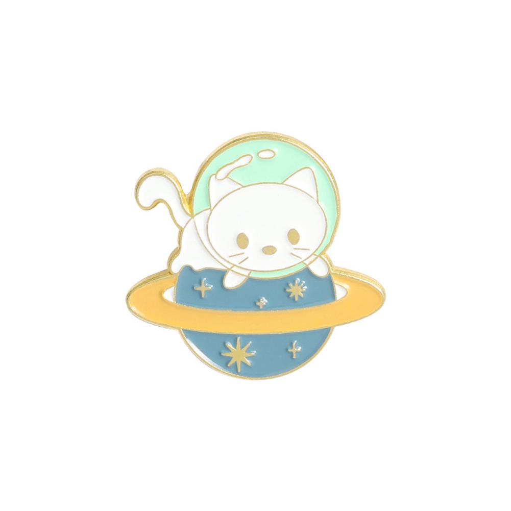 Cute Animal Brooch Planet Space Kitten Badge Cat Pin For Lapel Shirt Bag Jewelry Gift For Friends