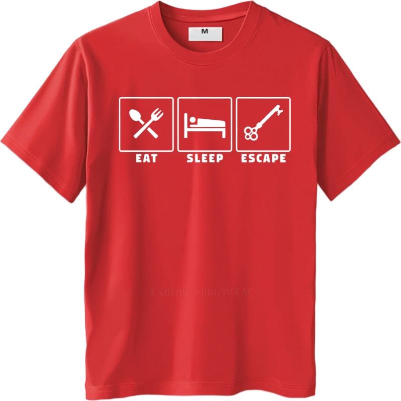 Men Cotton Tshirt Unisex Summer Man Tshirt Eat Sleep Escape Short Sleeve Solid Color Round Neck Tops Brand T Shirt for Man