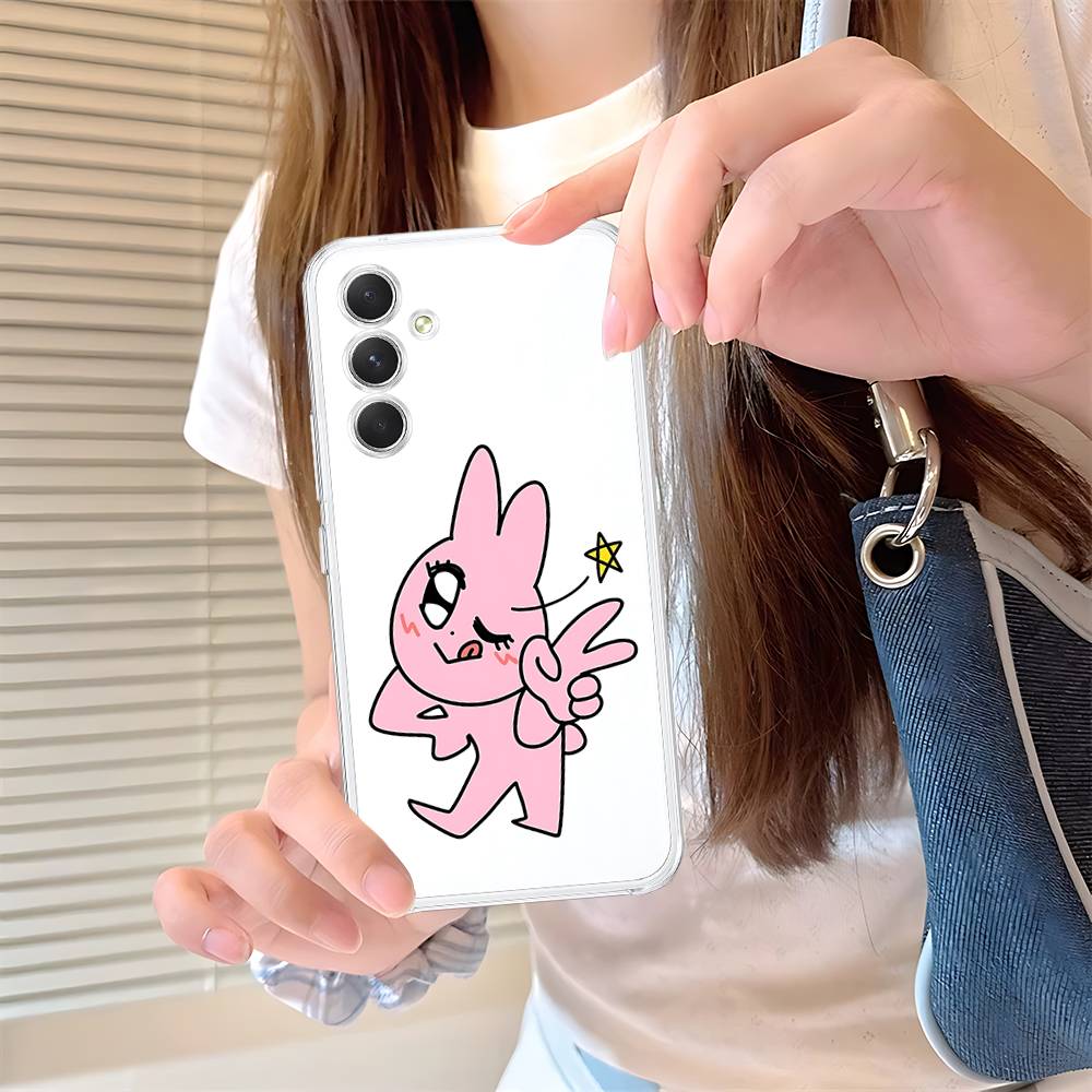 Funny My Friend Rabbit Pink HD Clear Transparent Phone Case For Samsung Galaxy A52,A12,A51,S24,S23,S22ULTRA,S21 Edge,S20LITE,Plu
