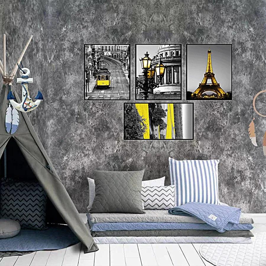 Retro Industrial Style Gray Wallpaper Bedroom Dining Room Background Wall Decoration Material PVC Self-adhesive Paper Wallpaper