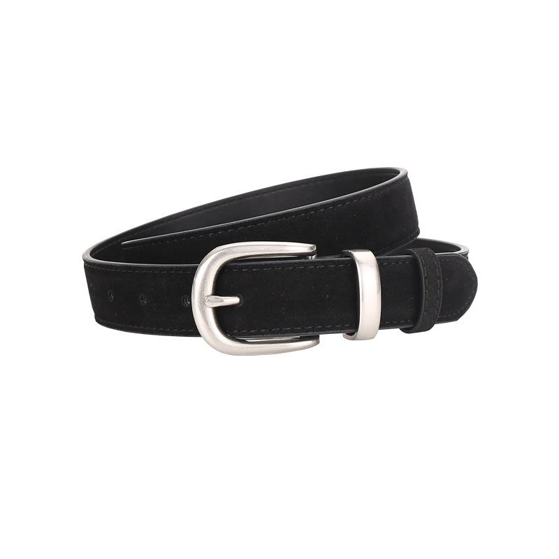 Women's Versatile Suede Leather Belt with Pin Buckle - High-End Light Luxury Fashion Accessory for Jeans