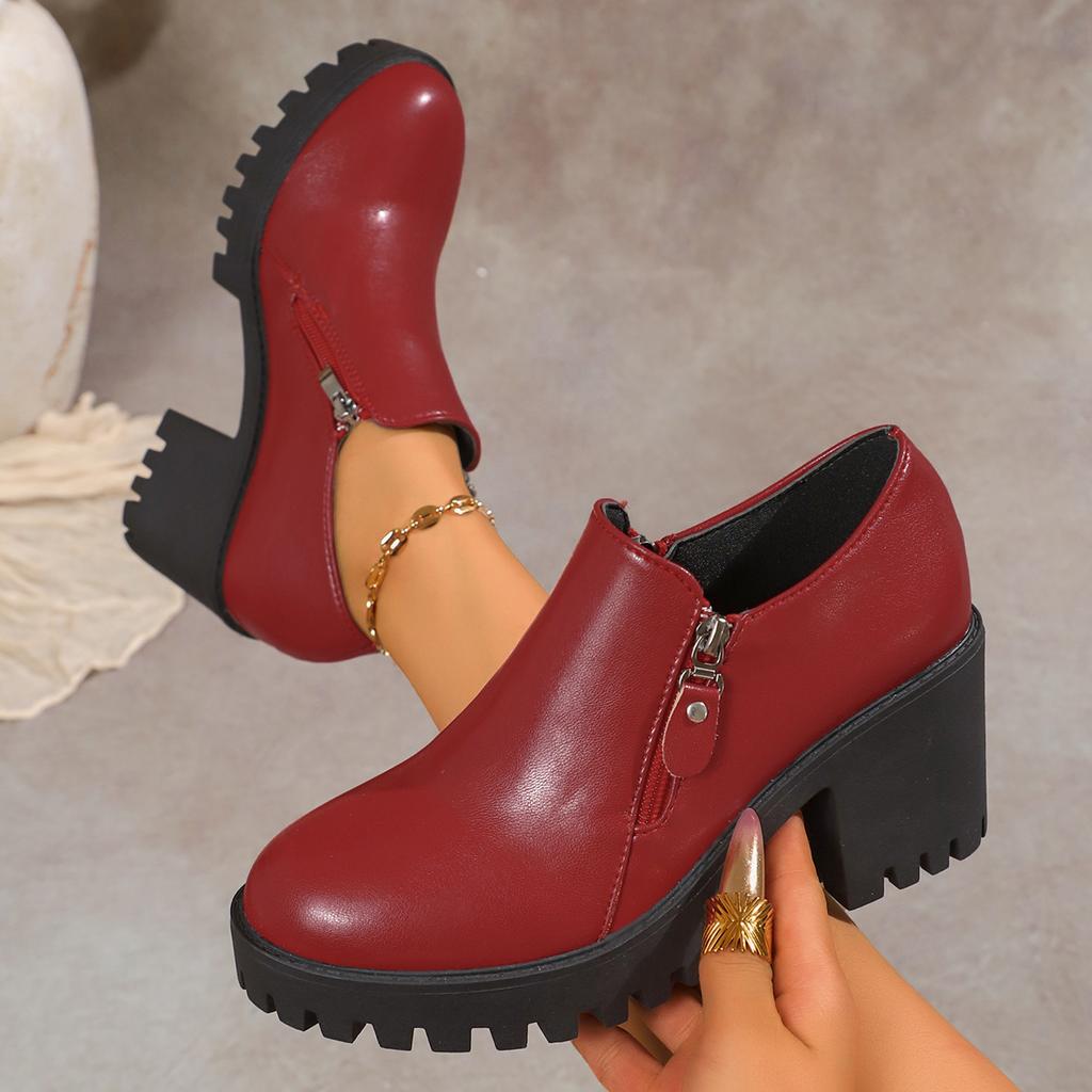 Fashion Women High Heel Pumps Fashion Comfortable Heels Women Casual Thick Heel Solid Color Boots Round Toe High Heels Shoes for Women