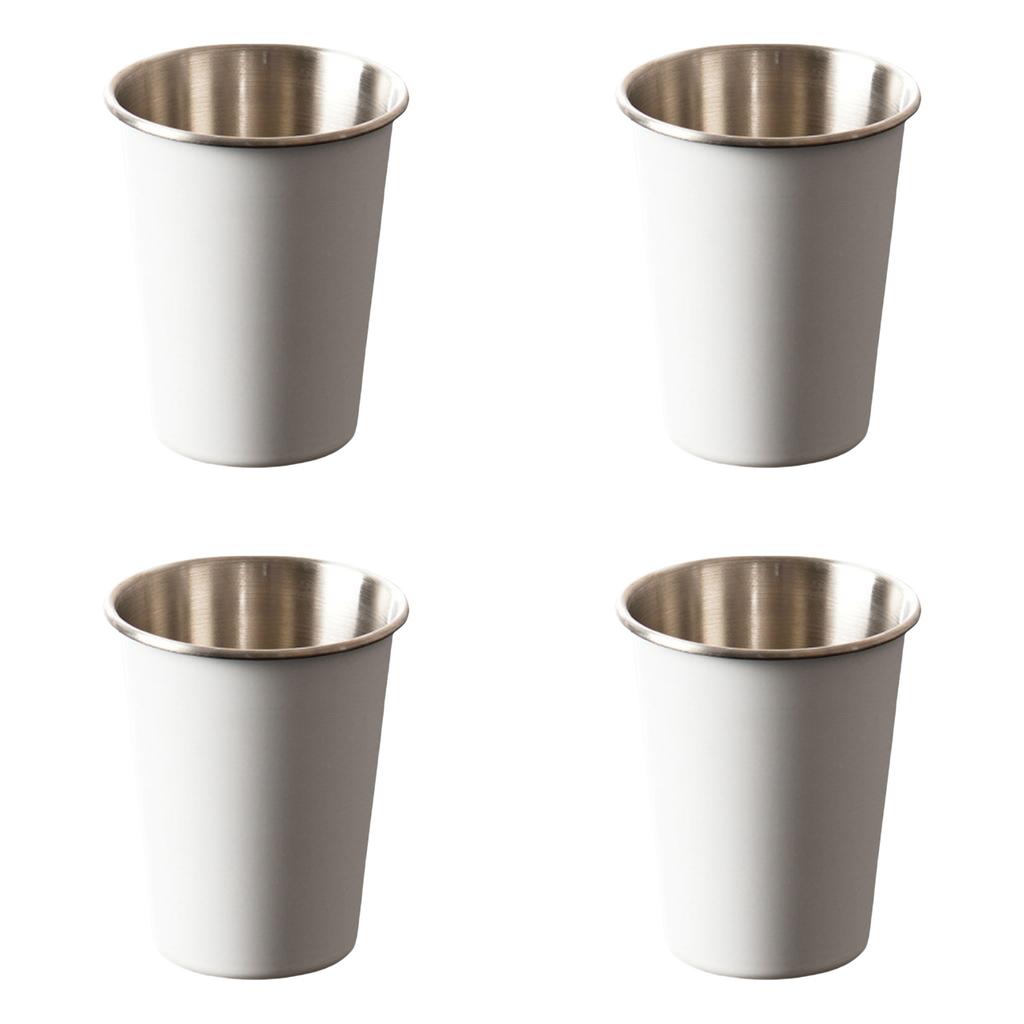 4er-Set tragbare Edelstahlbecher für Tee, Kaffee, Milch, Bier, stapelbar, ideal für Camping, Reisen und Wandern