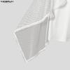 INCERUN Two Pieces Men Mesh Sheer Patchwork Sleeveless Tank Tops and Shorts Casual Sets