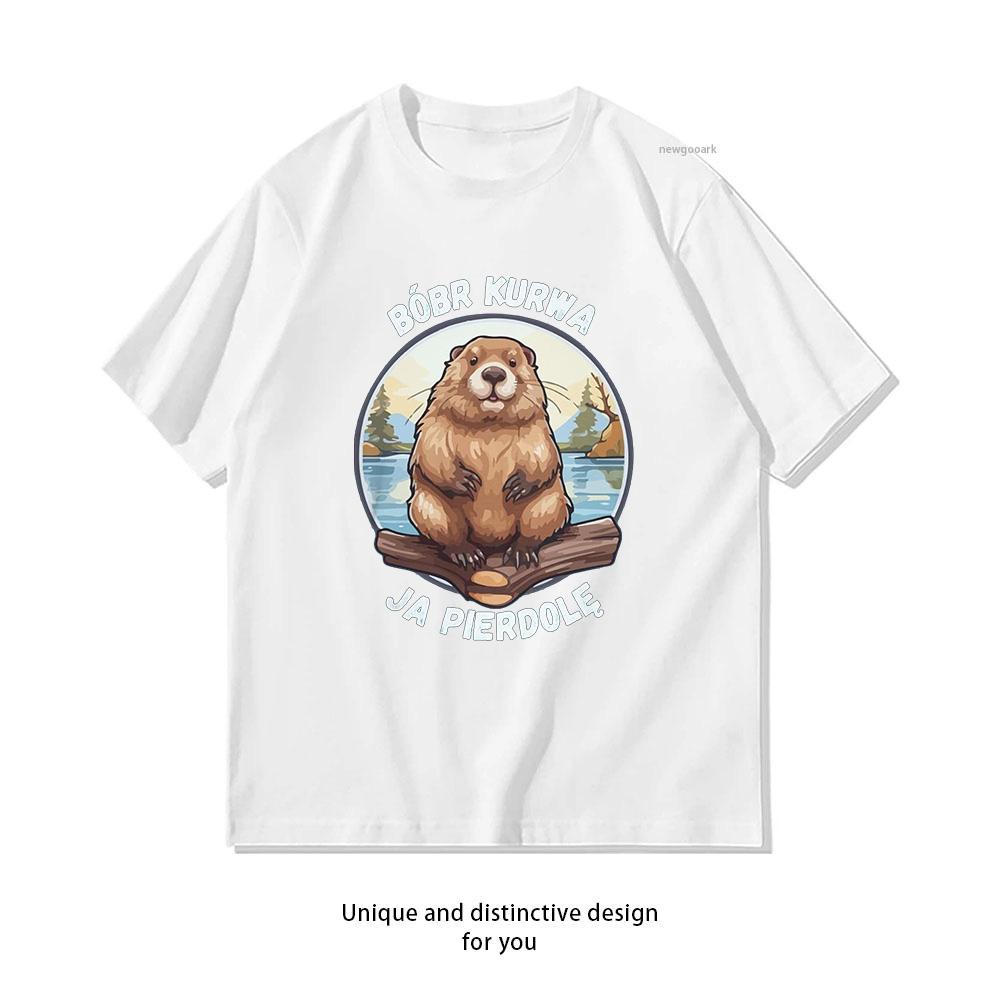 Bóbr Kurwa Ja pierdolę Meme Tshirt Woman Man Summer Oneck Breathable Graphic T Shirts Casual Outdoors Tops Tee S