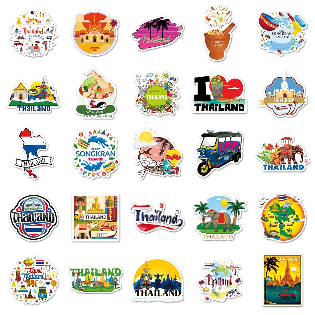 50 Pieces Thai Scenery Graffiti Stickers - Personalized Creative Gukha Decals for Cross-Border Outdoor Travel, Phone Cases