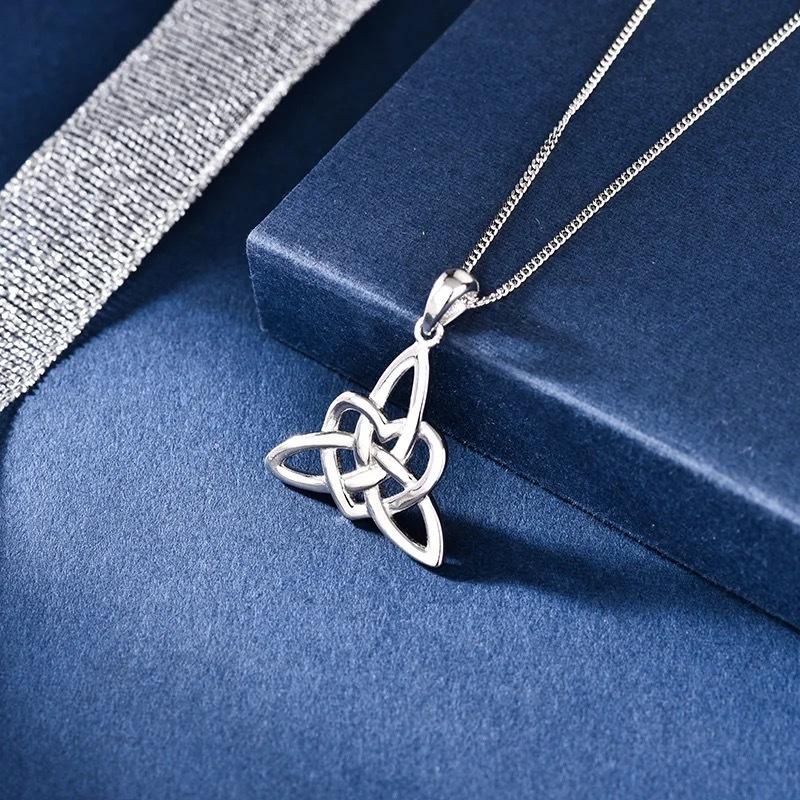 Sterlingsilber Vintage Hexenknoten Anhänger Halskette Keltischer Knoten Kreuz Glücksknoten Halskette Amulett Schmuck Geschenk