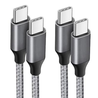 2x USB-C To USB-C Cable Fast Charging 3A for Samsung Galaxy A03s A04s A13 A14 A22 A23 A24 A26 - Reinforced Grey Nylon 1M