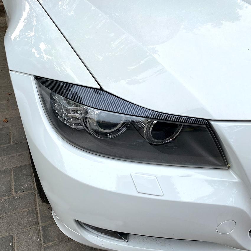 Pro BMW řady 3 E90 E91 2ks ABS Lesklá černá Světlomet Obočí Oční víčko 2005 2006 2007 2008 2009 2010 2011 Sedan /