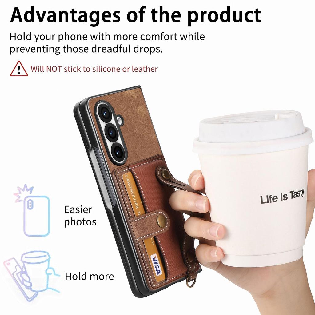 Galaxy Z Fold7 Leather Case with Card Slots - Multifunctional Folding Wallet Protective Cover for Samsung ZFold6