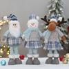 Christmas New Product: Blue Cloth Art Retractable Christmas Figurine Old Man Snowman Reindeer Festival Decoration Ornaments