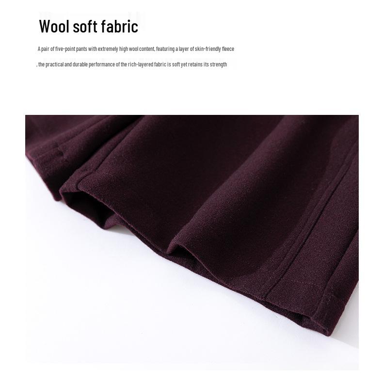 Women's High-Waist Wool Shorts - Autumn/Winter Casual Slimming Mid-Length Versatile Booty Shorts