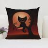 Housse de coussin décorative d'Halloween Chat Citrouille Adaptée pour Maison Salon Canapé Chambre Chambre Housse d'oreiller décorative
