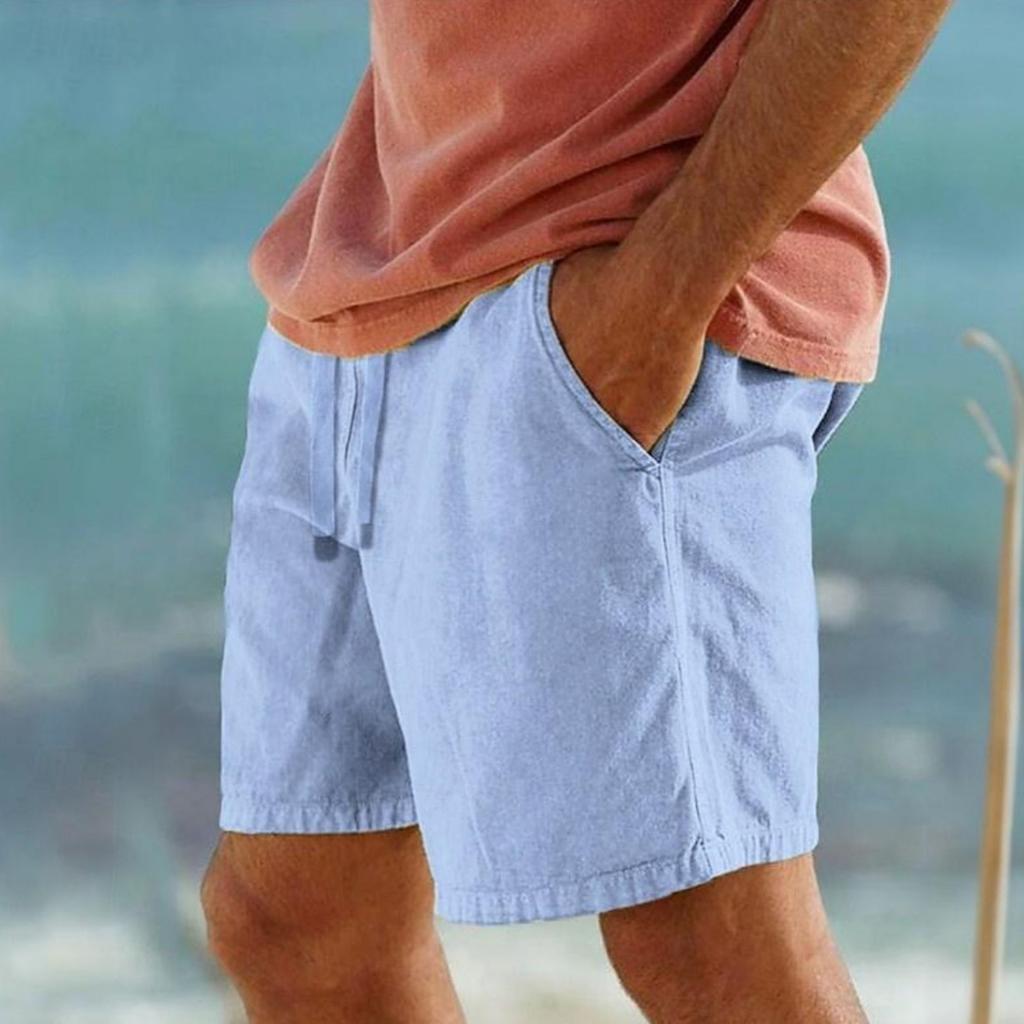 Men's Shorts Pocket Drawstring Elastic Waist Comfortable Breathable Beach Shorts Holiday Linen Fashion Shorts