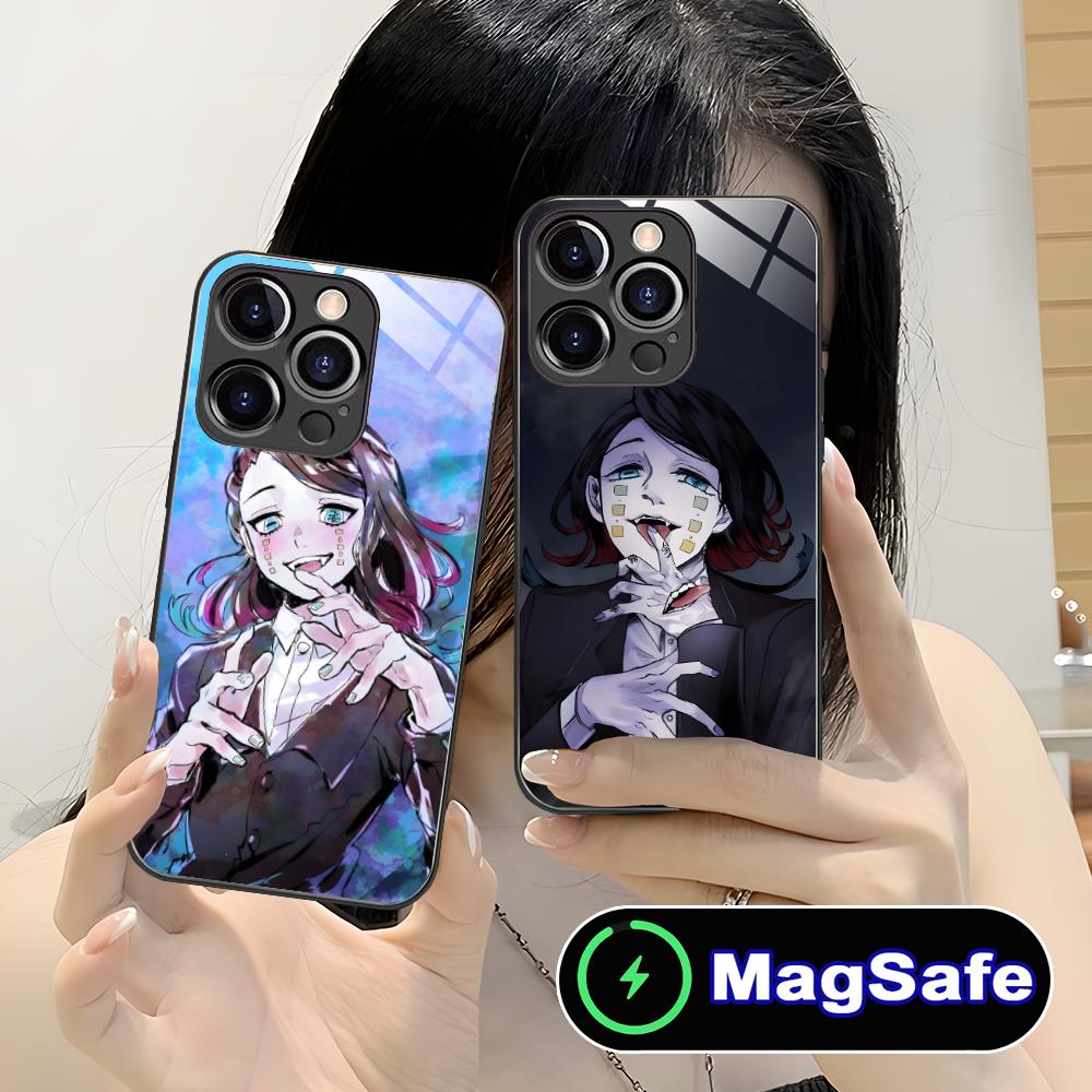Demon Slayer Enmu Tamio Phone Case for iPhone 16 15 14 13 12 11 Pro Max Plus Mini MagSafe Glass Colour Printing Luxury Cover