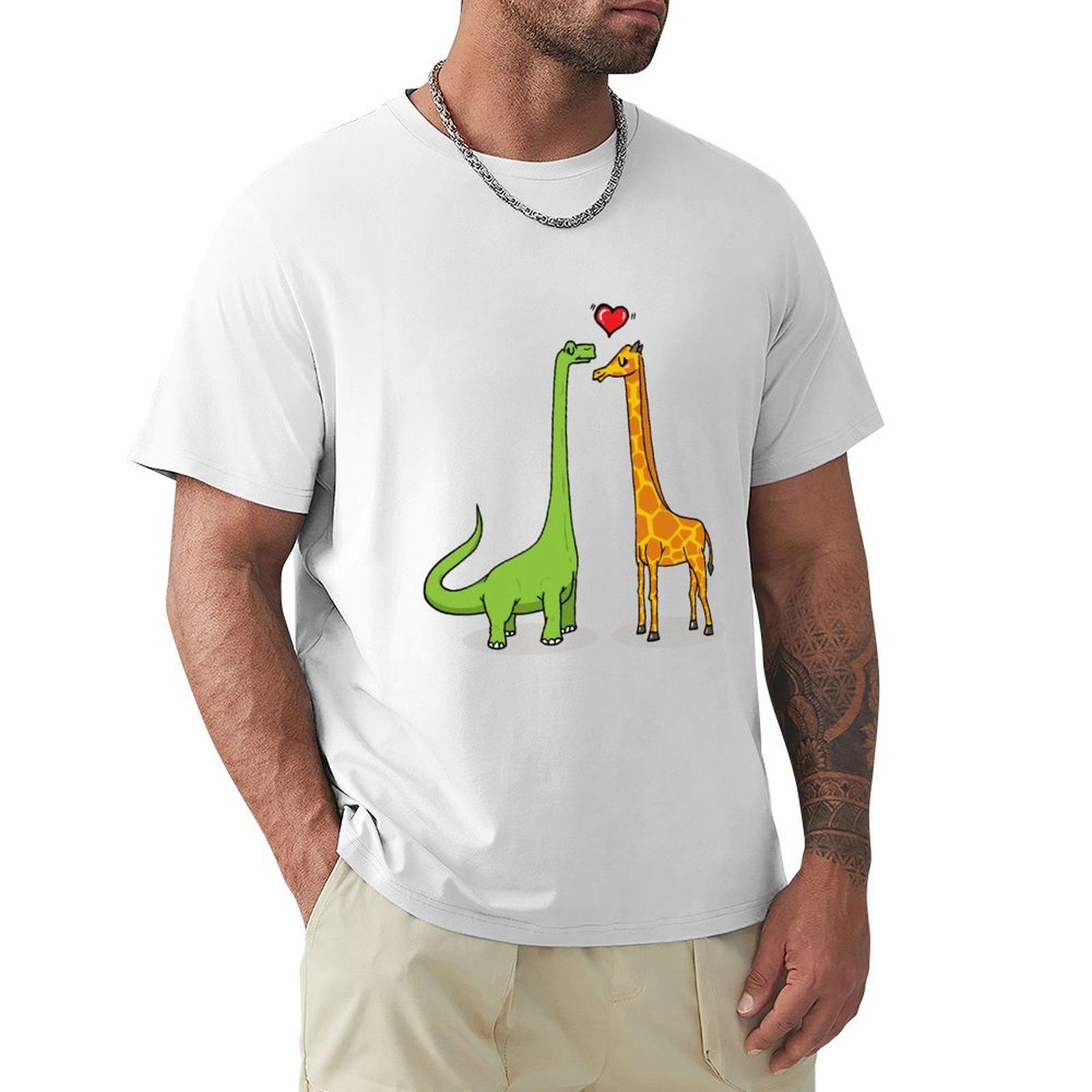 Brontosaur  giraffe in love TShirt Blouse sports fans mens designer t shirt S