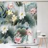 Chinese Flower Bird Shower Curtains Set Printing Waterproof Polyester Leaves Shower Curtains Bathroom Home Decor Mat 180x200CM