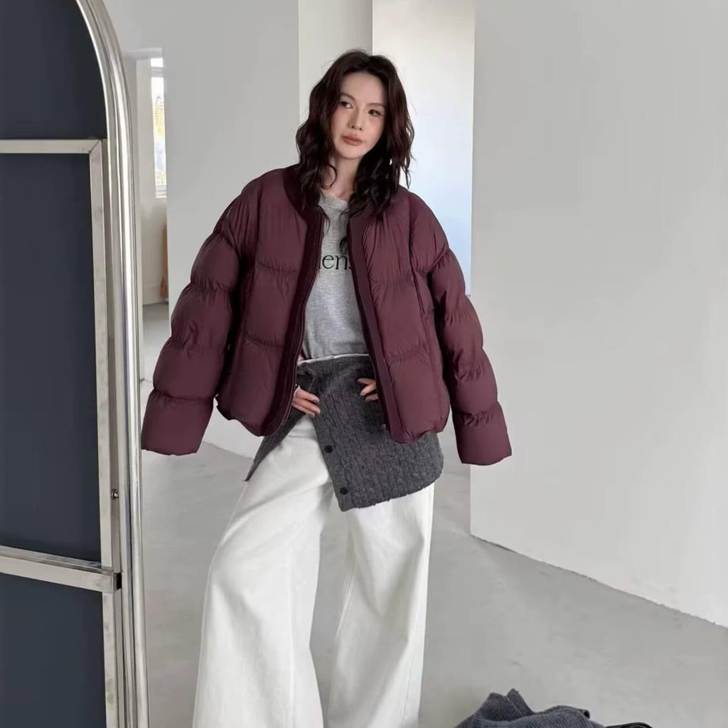 Puff sense crew neck down jacket women's winter new product small age reduction warm white duck down short bread