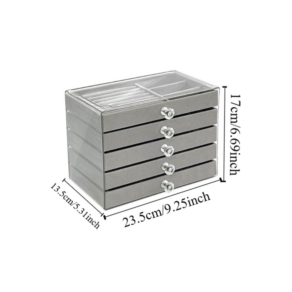 Large Capacity Velvet Jewelry Box Earrings Necklaces Jewelry Storage Box  Desk Use