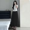Ice Silk Skirts and Pants Anti Glare Women's Thin Pleated A-line Satin Skirt High Waisted Drape Wide Leg Pants Skirt Summer
