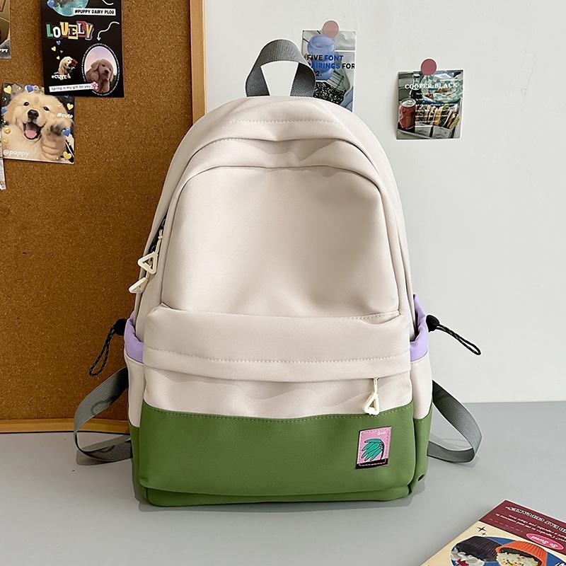 Student Schoolbag Female Large Capacity Backpack Color Block Girls Backpack