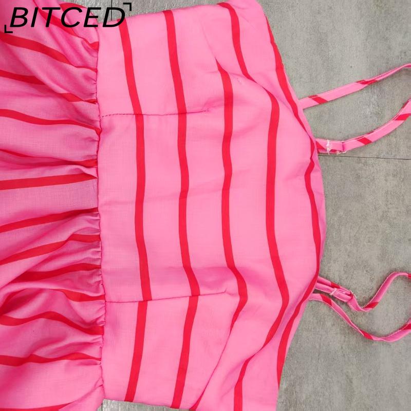 BITCED Spring/Summer Striped Strappy Backless Full-Skirted Fresh-Style Dress