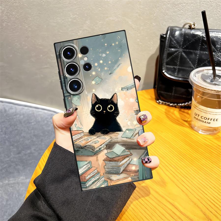 Cartoon Cat Case for Samsung Galaxy S26 Ultra S24 S25 Plus S20 Ultra S10 S9 S21 FE Note 20 8 9 10 S23 Funda Phone Cover