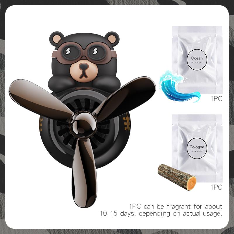 Rotating Propeller Plane pilot bear car air fresheners vent clip ornament decorations accessories perfume fragrance diffuser men