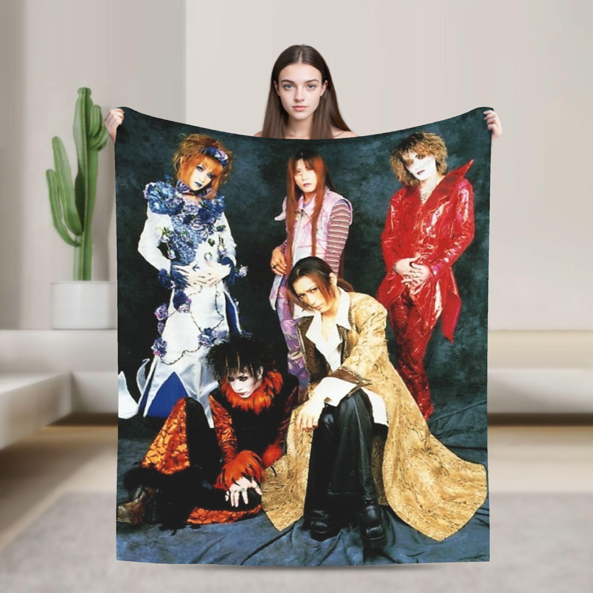 Pandara Jewelry Unisex Malice Mizer Band Blanket Flannel Spring/Autumn Multifunction Lightweight Thin Throw Blanket For Bedding Bedroom Quilt