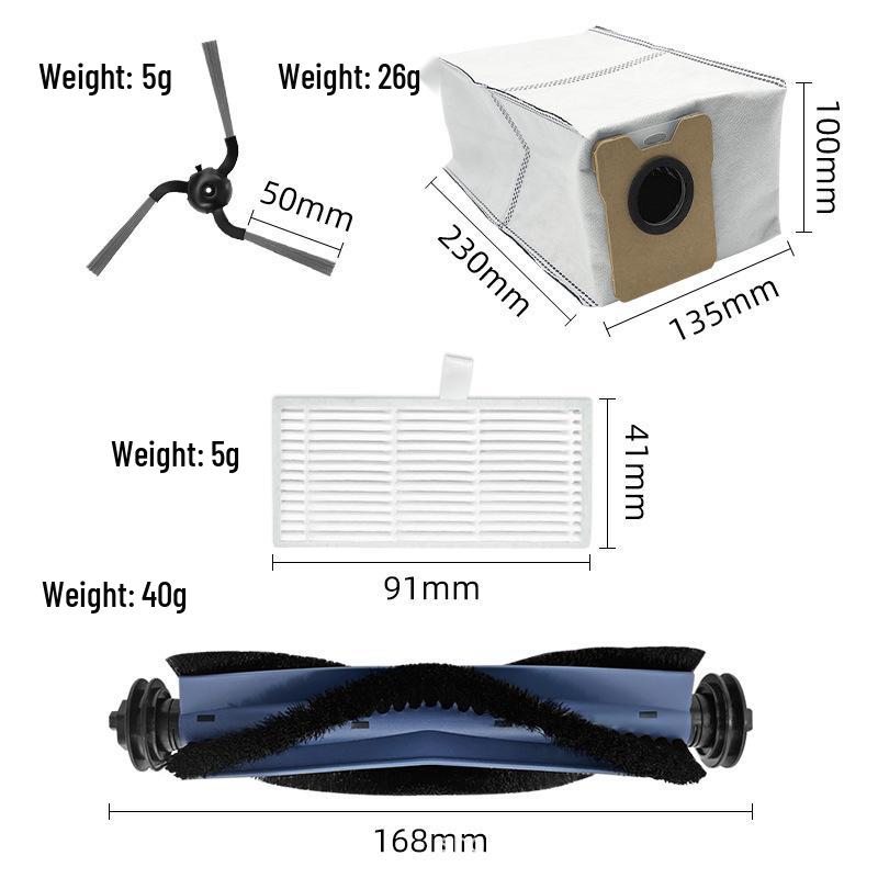 Compatible Accessories for Eufy C10 Robot Vacuum: Main Brush, Side Brush, Filter, HEPA, Activated Carbon Dust Bag.