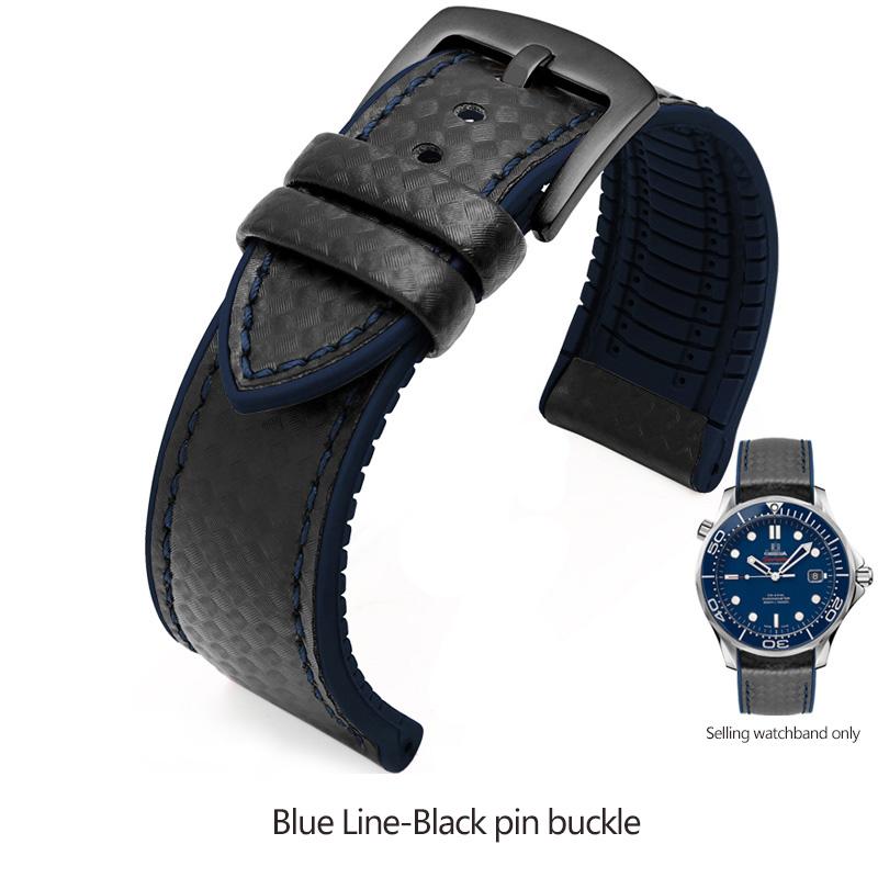 Silikonowy Pasek z Włókna Węglowego Wodoodporny Pasek do Zegarka dla Omega Speed Master Gumowy Zamiennik Męska Bransoleta Pasek 18mm 20mm 22mm 24mm