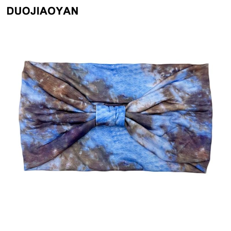 Knot Headband, Color Blocked Pattern Printed Sports Headband, Fashionable Polka Dot Wide Edge Elastic Headband