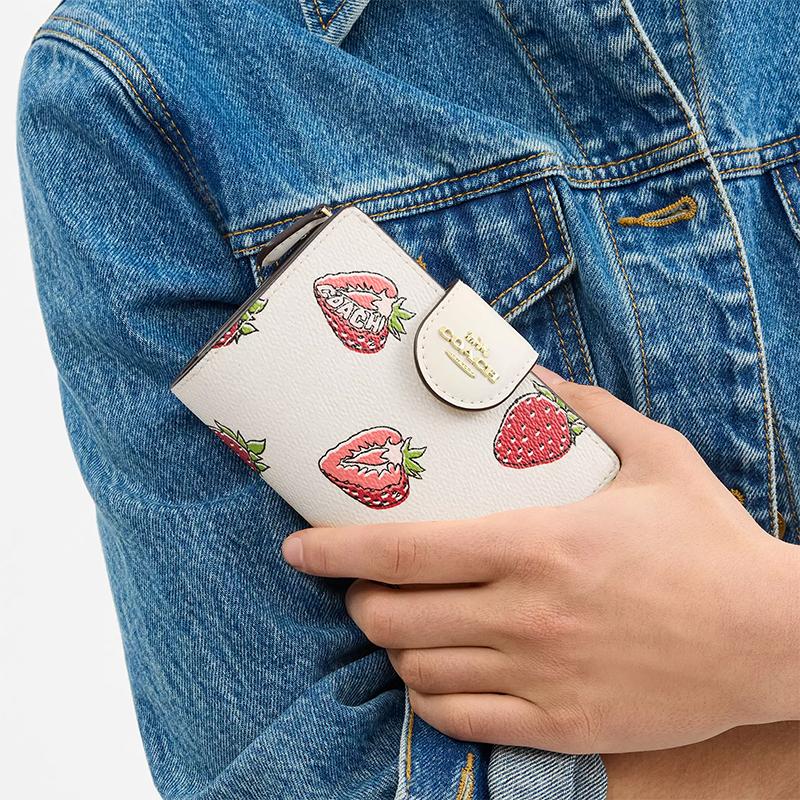 New COACH Coated Canvas Wallet Mini Women's White CAP01-IMCAH