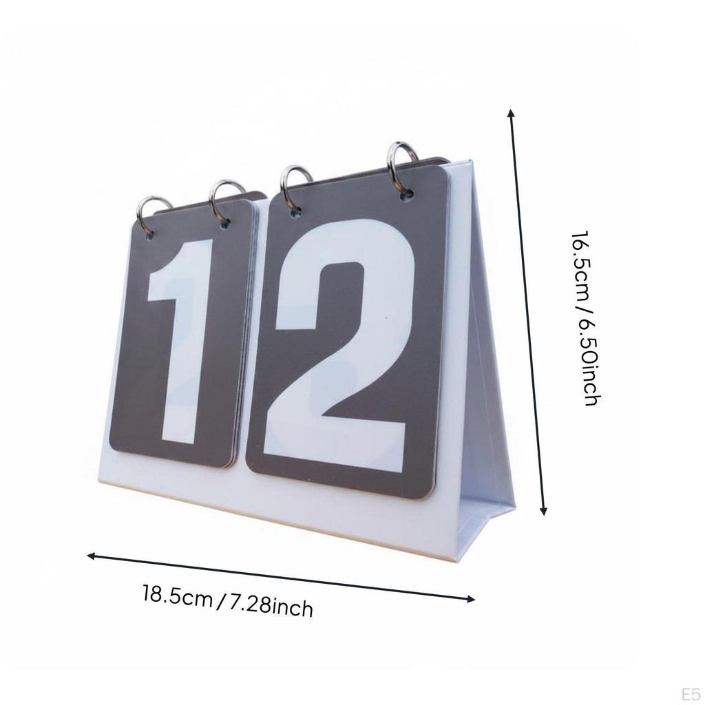 Flip Scoreboard Smooth Turning Tabletop Score Keeper Stainless Steel Rings Manual Turner for