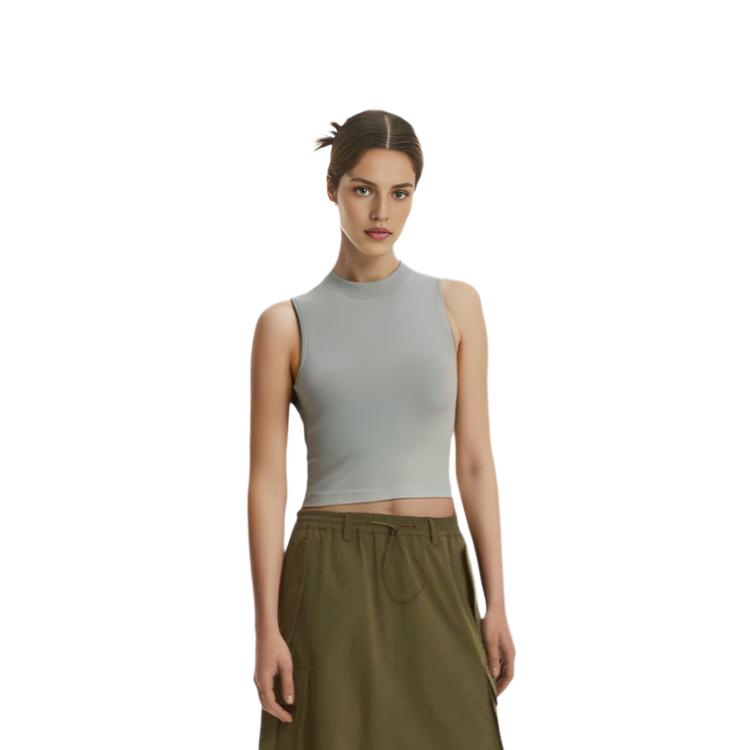 SKIMS Cotton Mock Neck Sleeveless Tank Top Women tops Mineral AP-TNK-0268-FLU
