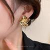 Metal Flower Stud Earrings, Gold Earrings, Explosion, Exaggerated Retro Earrings Temperament