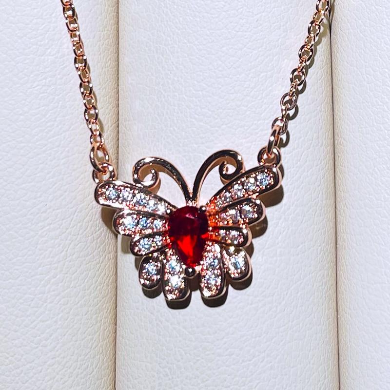 

BELLA BOX классические ожерелья с подвеской и бабочкой для женщин, очаровательные свадебные и помолвочные ювелирные украшения красный