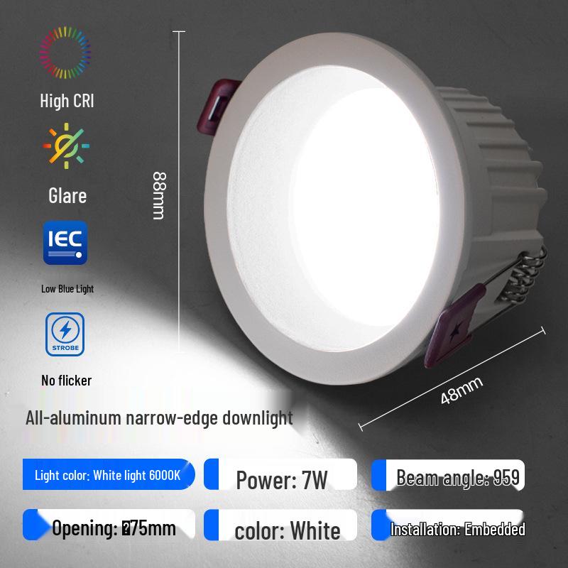 

Recessed Anti-Glare Narrow Edge Downlight for Living Room or Commercial Use