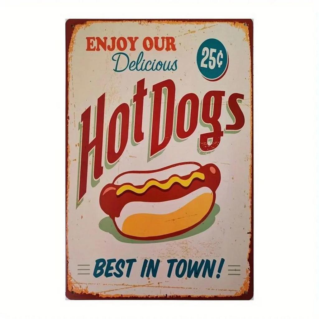 Vintage Metal Tin Sign Spam Hot Dogs Retro Wall Art for Man Cave Bar Decor