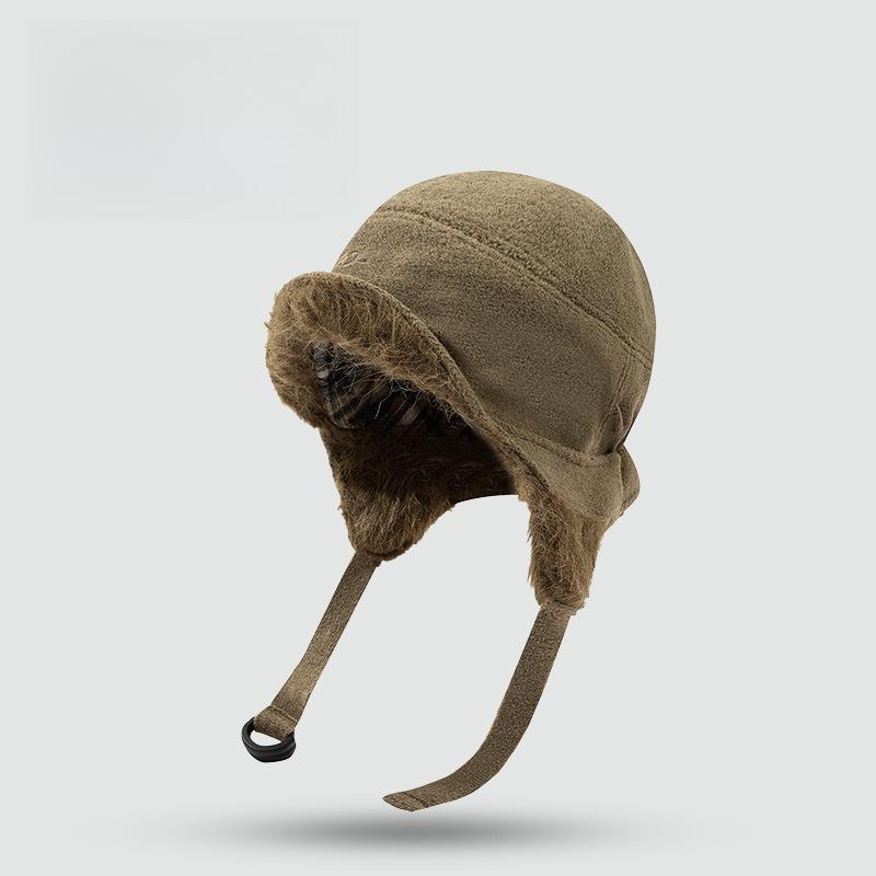 

1pc Women Winter Warm Aviator Hat,Thermal Fleece Skull Cap Cold Weather World Hunting Windproof Warm Cap Fleece Lined Pilot Cap One Size хакі