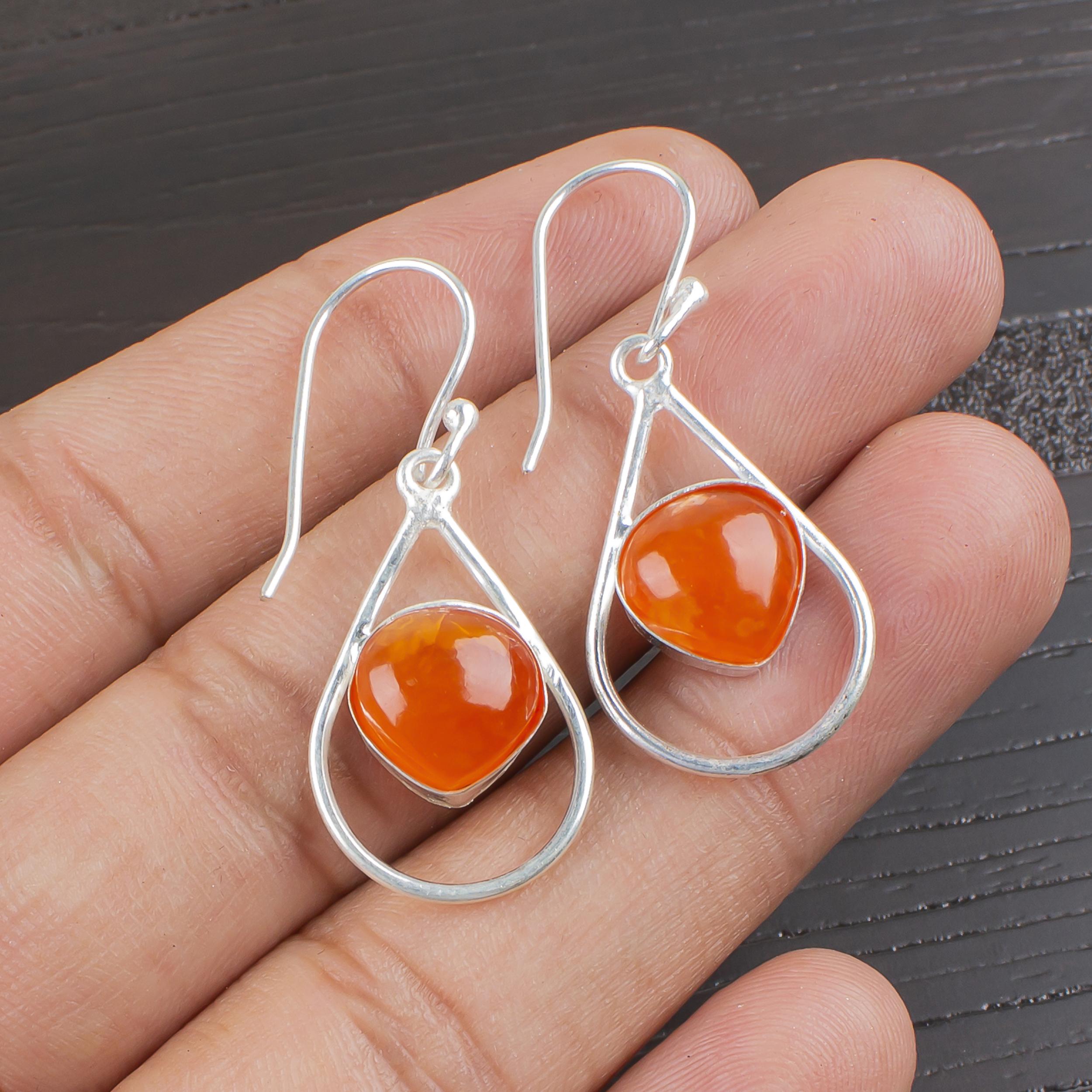 

Carnelian 925 Solid Sterling Silver Pendant, Handmade Gemstone Earrings, Gifts For Wife Brand New Earring 1.50 Inches оранжевый