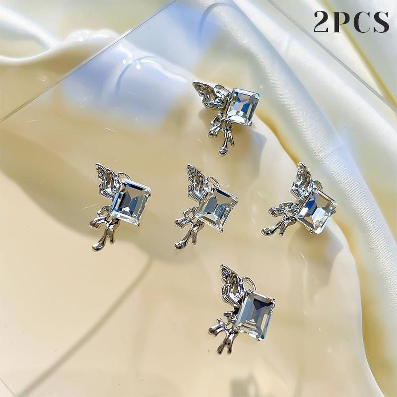 

2 шт. Бант Лента Подарок Бриллиантовый Блеск Длинный Прямой Угол Ноготь Бриллиант Стереоскопическая Роспись Ногтей Декоративный Аксессуар Патчи