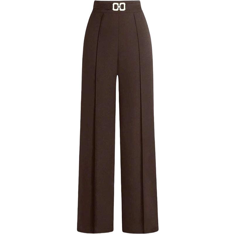 Women's High Waist Wide Leg Pants with Drawstring Waist and Pleats Multi Colors