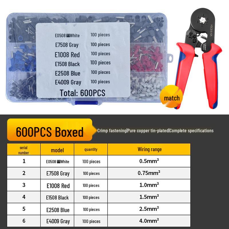 HSC8 6-4 Insulated Tubular Terminal Crimping Pliers Set