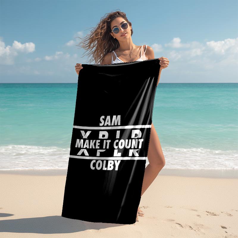proof beach towel with Sam and Colby pattern - soft,absorbent,quick-drying,machine washable - perfect for swimming,camping,bathing