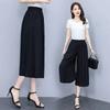 Summer Wide Leg Pants Women Ethnic Style Elastic High Waist Print Pants Female Casual Summer Calf-Length Pants Skirts