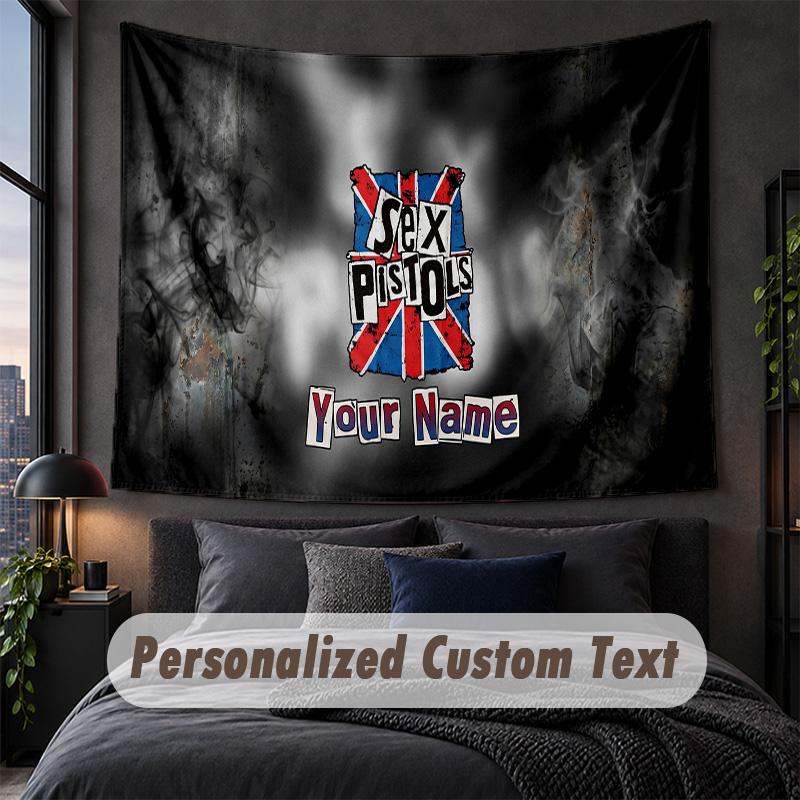 Custom Name Text Tapestry,Sex Pistols Decorative Wall Hanging, Background Tapestry For Home Bedroom